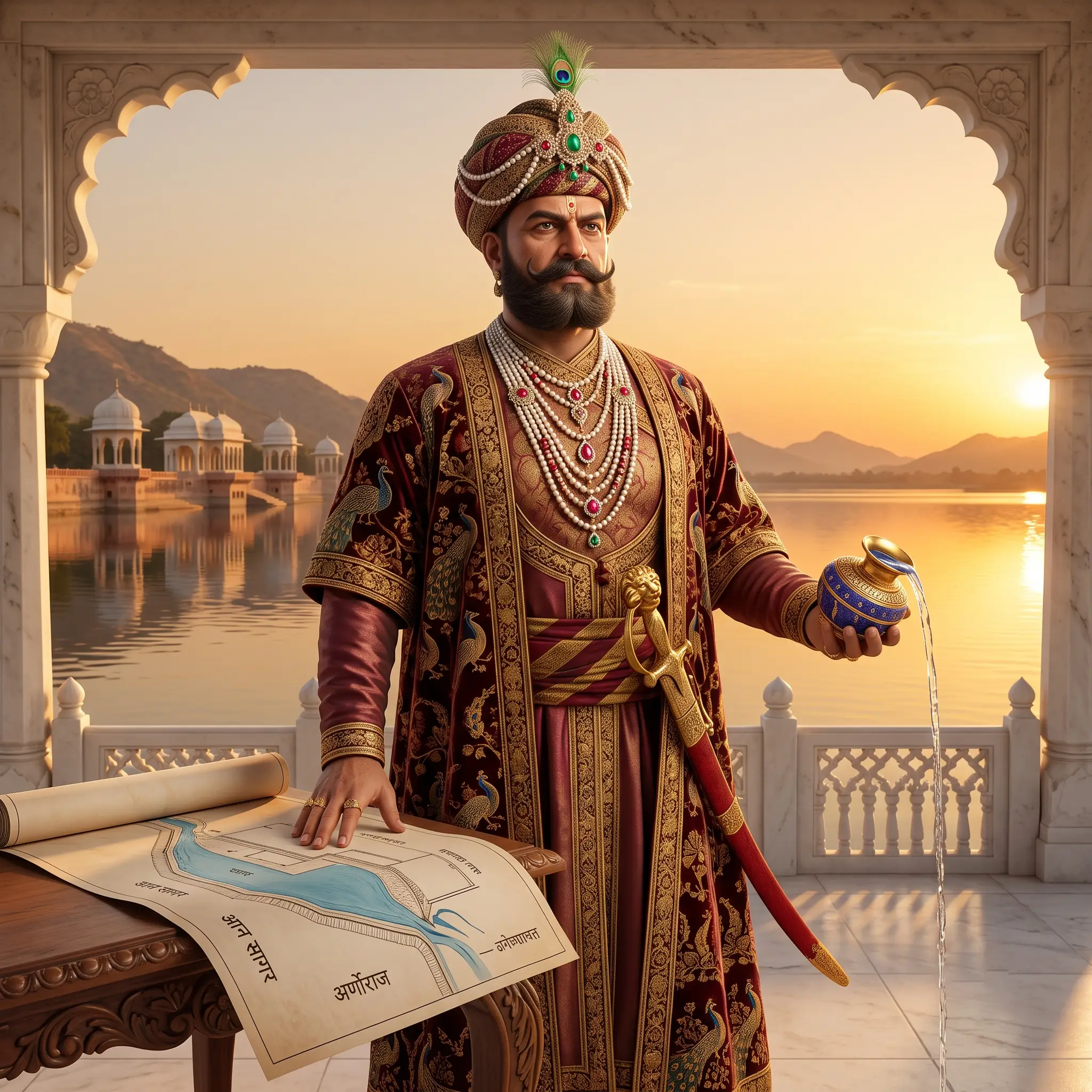 Portrait of Arnoraja, also called Ana, the Chahamana Chauhan king of Sapadalaksha who built Ana Sagar Lake