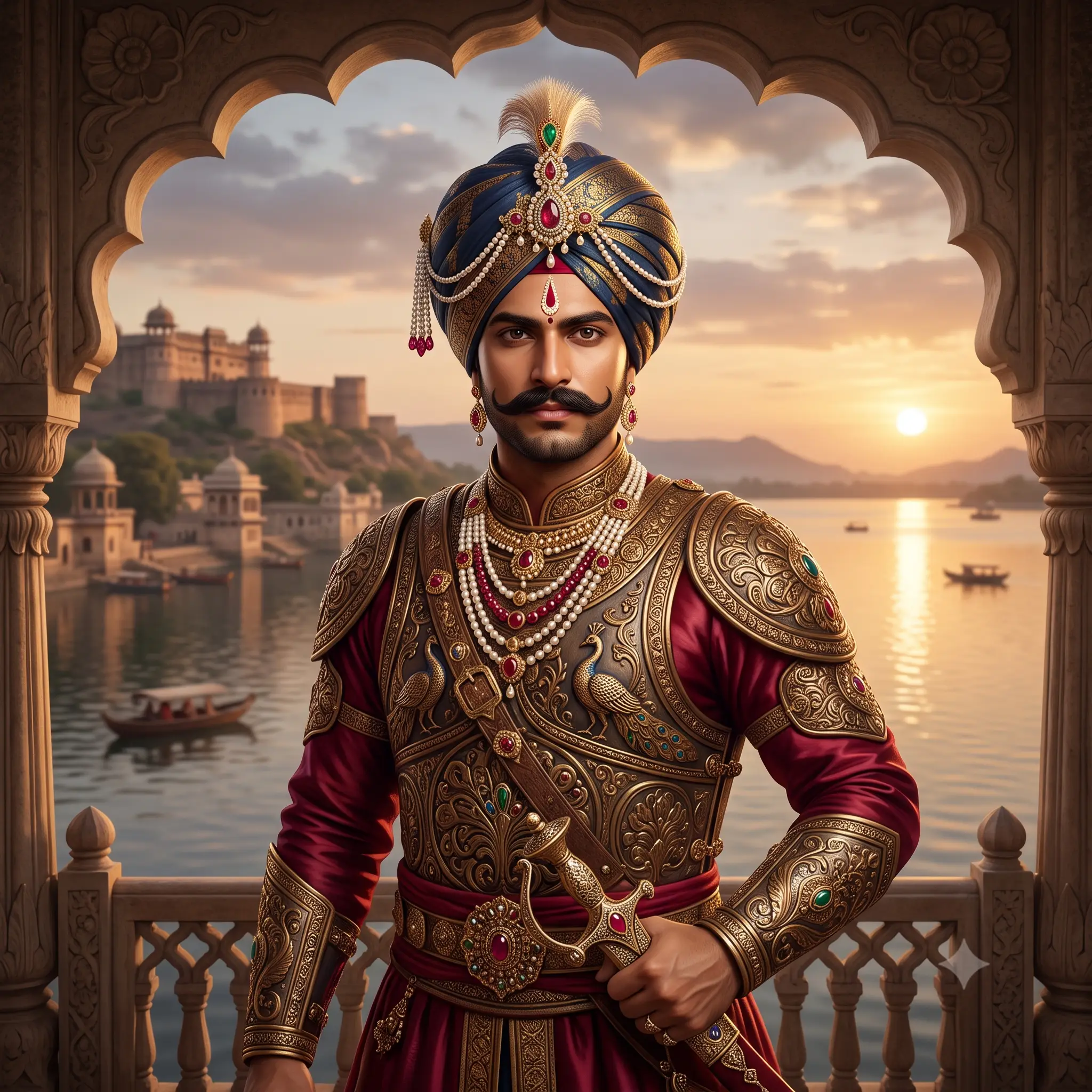 Portrait of Prithviraj Chauhan, Prithviraja III, the Rajput king of Ajmer and Delhi known as Rai Pithora