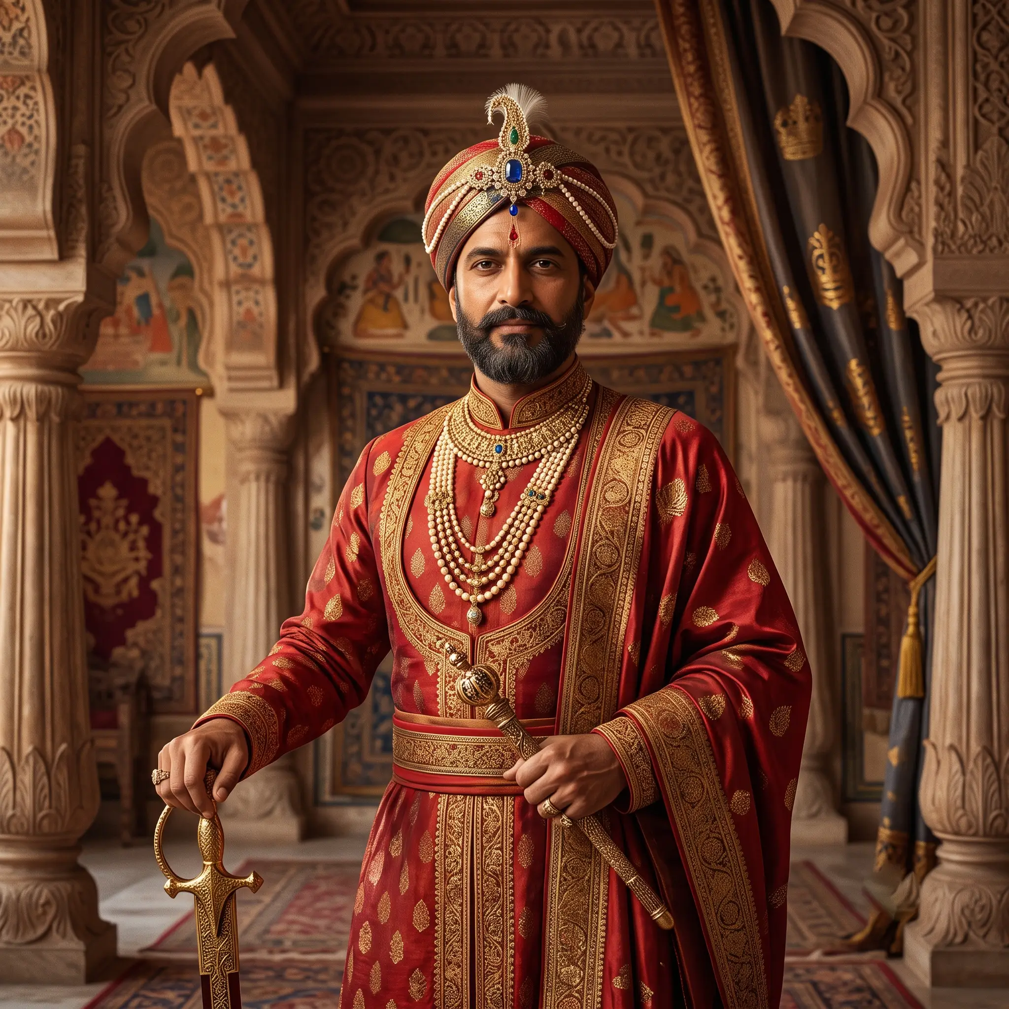 Portrait of Someshvara, Chahamana king of Ajmer, son of Arnoraja and father of Prithviraj Chauhan
